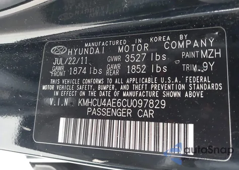 2012 Hyundai Accent Gls из США, поврежденный, VIN KMHCU4AE6CU097829